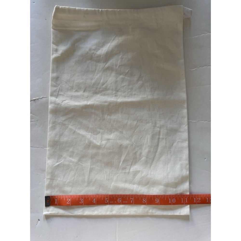 Gucci 11.5 x 17.5 White Cotton Cinch Top Luxury Travel Storage Dust Bag